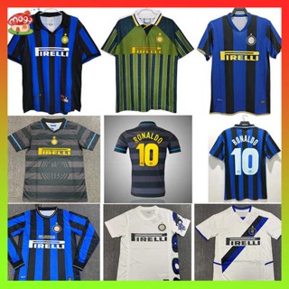 เสื้อฟุตบอลย้อนยุค เสื้อแมนยู 9798 Inter เอ็มilan เสื้อวินเทจหมายเลข10 Big Rozamorano de Jokaf Inter เอ็มilan ชุดฟุตบอลแขนยาว