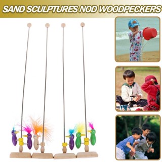 Classic Toy Woodpecker on A Stick Pole Wooden Babies Toys Games Funny