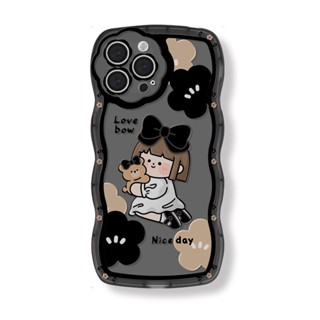 Bella _ เคสป้องกันโทรศัพท์มือถือ TPU แบบนิ่ม ลายการ์ตูนหมี ประดับโบว์ สําหรับ Apple iphone XR XS 11 12 13 14 pro max i12 mini S PLUS