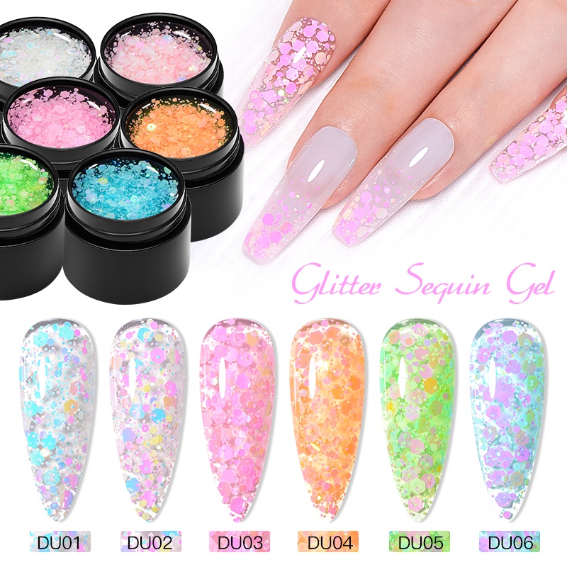 MTSSII เจลกลิตเตอร์เลื่อม กึ่งถาวร สําหรับตกแต่งเล็บเจล UV 8ml