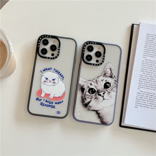 Casetify เคสโทรศัพท์มือถือ ซิลิโคนนิ่ม กันกระแทก ลายการ์ตูนแมวแห้ง ดอกกุหลาบน่ารัก สําหรับ iPhone 14 Pro Max 11 12 13 Pro Max