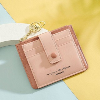 SENSES// Ladies Card Holder Womens Multiple Card Slots Small and Simple Student Coin Purse Integrated Bag with Keychain Ultra-Thin Card Clamp eyyP