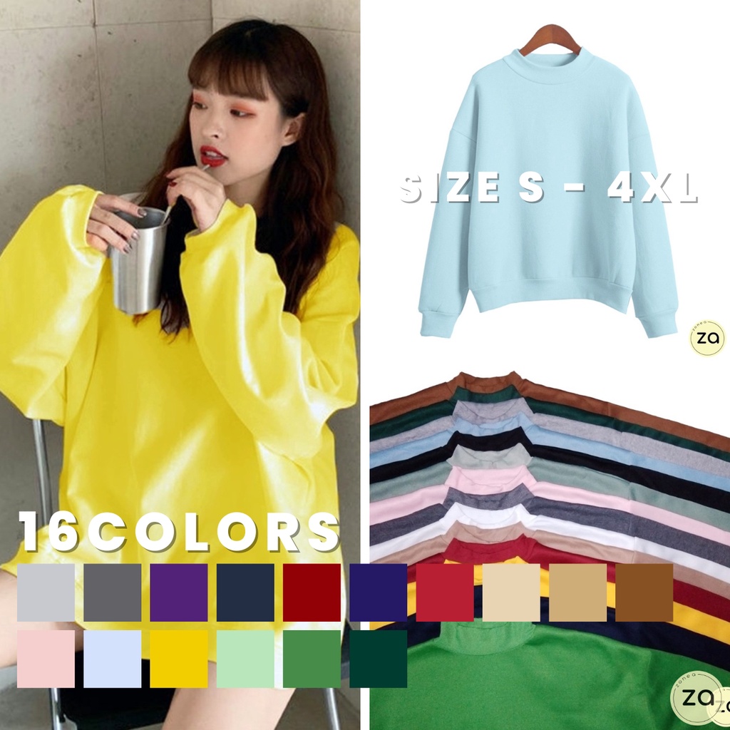 HOT SALE เสื้อแขนยาวจั๊ม ผ้าสำลีสีพื้น 16 สี ใส่กันหนาวกันแแดด (เซตที2)