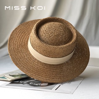 Misskoi [พร้อมส่ง] หมวกฟางสาน กันแดด ขนาดใหญ่ สไตล์ฝรั่งเศส สําหรับชายหาด