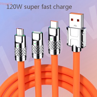 [HopeU] 3in1 สายเคเบิล Micro USB Type C 6A 120W สําหรับ Lighg USB A เป็น Type-C 8-pin