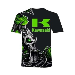 ใหม่ เสื้อยืดแขนสั้น พิมพ์ลาย Kawasaki Motorcycle Racing 3 มิติ แฟชั่นฤดูร้อน สําหรับผู้ชาย และผู้หญิง