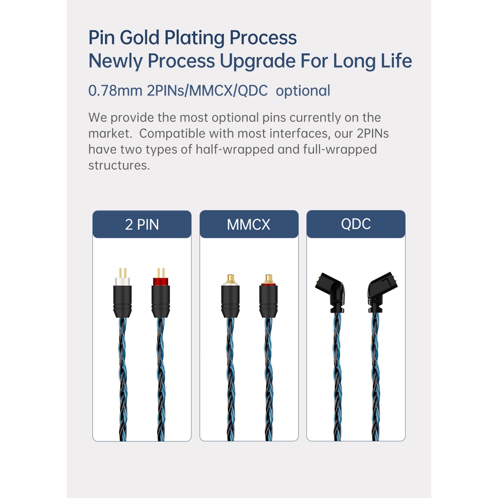 Kbear ST16 สายเคเบิลอัพเกรด 5N MMCX QDC 2PIN 16 แกน สําหรับ KS1 Star River Lark