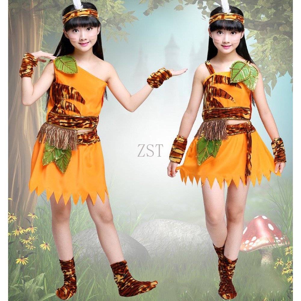 เครื่องแต่งกายคอสเพลย์ ชุดนักรบซุปเปอร์ฮีโร่ อินเดีย เสือดาว สําหรับเด็กผู้หญิง จํานวน 5 ชิ้น