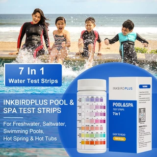 Inkbird 7 In1 ชุดทดสอบคุณภาพน้ํา คลอรีน ค่า PH สําหรับสระว่ายน้ํา สปา บ่อปลา 100 ชิ้น