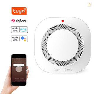 (swmfth)Tuya Zigbee อุปกรณ์ตรวจจับควันไร้สาย 360 ° เครื่องตรวจจับควัน เสียงเตือน และข้อความแจ้งเตือน แบตเตอรี่ต่ํา