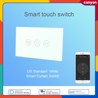 Us Standard Wifi Smart Touch Curtain Switch แอพมือถือ คำติชมตามเวลาจริง สถานะสวิตช์ การเชื่อมโยงอัจฉริยะ ลำโพงอัจฉริยะ การควบคุมด้วยเสียงแคนยอน