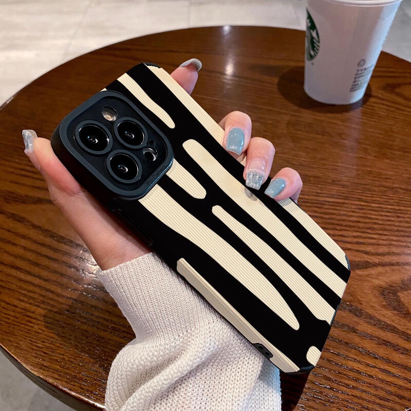 เคสโทรศัพท์มือถือนิ่ม ลายทาง เรียบง่าย สีดํา และสีขาว สําหรับ IPhone11 12 Pro Max X XR XS Max SE Apple 7 Plus 8 Plus IPhone 13 Pro Max IPhone 14 Pro Max