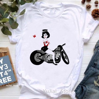 เสื้อยืด พิมพ์ลาย Love Motorcycle สไตล์ฮาราจูกุ แฟชั่นฤดูร้อน สําหรับผู้หญิง 2023