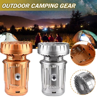 LED Camping Lamp Lantern Fan Solar Rechargeable Portable Outdoor Hanging