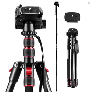 (adspth)Andoer 2-in-1 ขาตั้งกล้องอลูมิเนียม 360 องศา สําหรับถ่ายภาพ° หัวบอลหมุนได้ 200 ซม. ความจุ 5 กก. พร้อมกระเป๋า สําหรับกล้อง DSLR