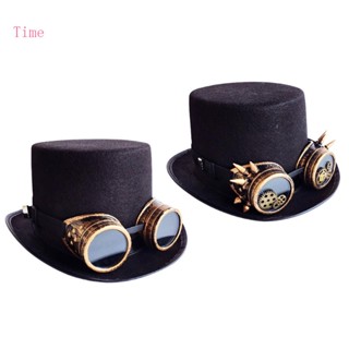 Time Steampunk Gear หมวกแกะออกได้ สีดํา สไตล์พังก์ สําหรับผู้หญิง