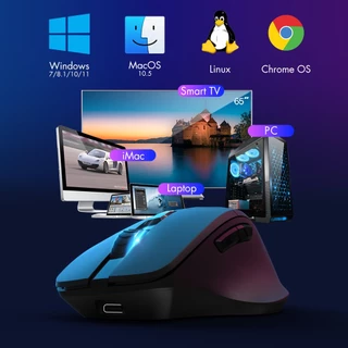 GOOJODOQ เมาส์ไร้สาย Bluetooth 2.4G 4000 DPI ชาร์จเงียบ ใช้กับแล็ปท็อป/แท็บเล็ต/Android gaming