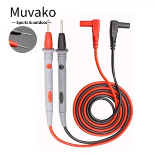 MUVAKO ปากกาทดสอบมัลติมิเตอร์ ปลั๊กกล้วย 90 ซม. 1000V 10A สีดํา แดง 4 มม. อุปกรณ์เสริม สําหรับทดสอบไฟฟ้า 2 ชิ้น