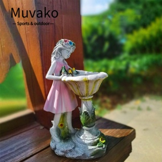 MUVAKO รูปปั้นนางฟ้า พลังงานแสงอาทิตย์ กันน้ํา มีไฟ LED สําหรับตกแต่งบ้าน สวน