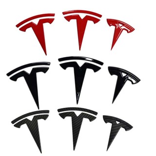 สติกเกอร์ตราสัญลักษณ์ สําหรับติดตกแต่งพวงมาลัยรถยนต์ Tesla Model X S Y Model 3 3 ชิ้น ต่อชุด