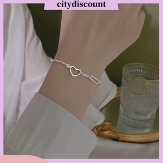 &lt;citydiscount&gt; สร้อยข้อมือโซ่ ชุบไฟฟ้า รูปหัวใจ เรขาคณิต ปรับขนาดได้ เครื่องประดับ สําหรับผู้หญิง งานแต่งงาน