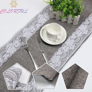 【COLORFUL】Table Runner Party Wedding With Lace 1pcs 30x275cm Natural Jute Ornament