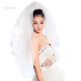 Dignityss Tulle ชุดแต่งงาน ผ้าคลุมหน้า ขนปุย สีขาว หลายชั้น ผ้าคลุมผมเจ้าสาว หวีเจ้าสาว