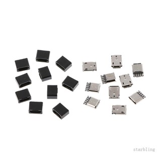 Star ชุดปลั๊กซ็อกเก็ตเชื่อมต่อ Micro USB 5 Pin ตัวเมีย สําหรับเชื่อมบัดกรี DIY 10 ชิ้น