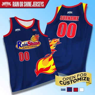 เสื้อกีฬาแขนสั้น ลาย RAIN OR SHINE ELASTO PAINTERS PBA สีฟ้า