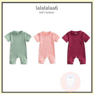 Laa6- ชุดจั๊มสูท คอกลม แขนสั้น สีพื้น แฟชั่นฤดูร้อน สําหรับเด็ก