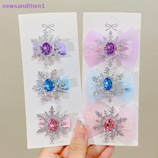 Newsandthen1 2 ชิ้น เกล็ดหิมะ เพชร กิ๊บติดผม เจ้าหญิง ที่มีสีสัน กิ๊บติดผม สาว ด้านข้าง สาว เครื่องประดับผม ที่คาดผม ของขวัญที่ดี