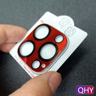 Qhy - ใหม่ เคสป้องกันเลนส์กล้อง ชุบเงิน แดง ฟ้า ดํา สําหรับ iPhone 14 12 11 Pro Max 13 Mini Plus