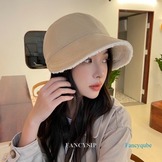 Fancysip หมวกบักเก็ตลําลอง ผ้ากํามะหยี่ ทรงกว้าง ให้ความอบอุ่น แฟชั่นฤดูหนาว สําหรับสตรี