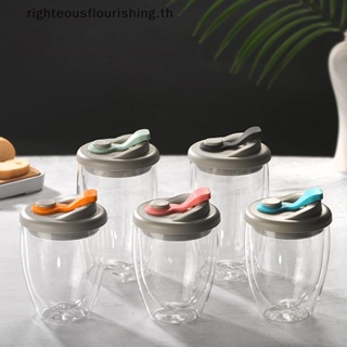 Righteousflourishs.th ใหม่ แก้วกาแฟซิลิกาเจล แบบสองชั้น กันรั่วซึม 350 มล.