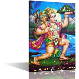 Hanuman โปสเตอร์ผ้าใบ พิมพ์ลายเทพเจ้าฮินดู สําหรับตกแต่งผนังบ้าน ห้องนั่งเล่น 1 ชิ้น