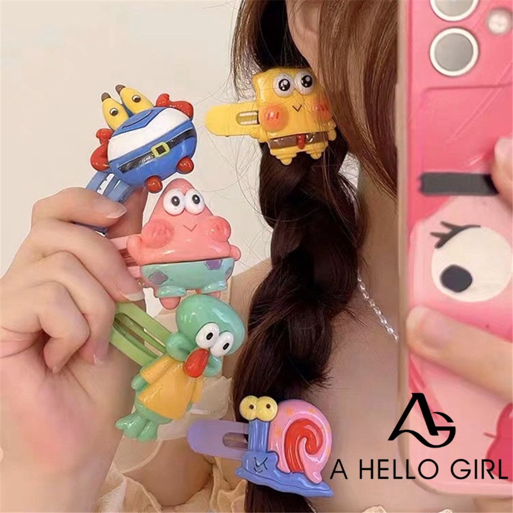 A HELLO GIRL กิ๊บติดผม ลายการ์ตูน SpongeBob SquarePants Big Star ขนาดใหญ่ เครื่องประดับ สําหรับนักเรียนหญิง