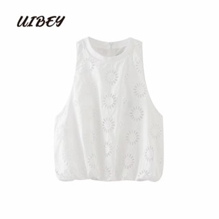 Uibey เสื้อแขนกุด ปักลายดอกไม้ อเนกประสงค์ 132