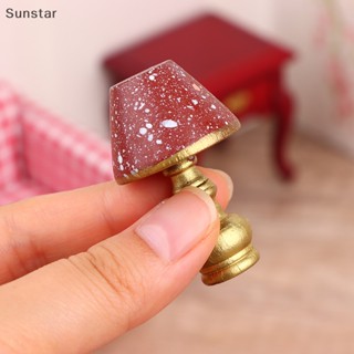 Sunstar โคมไฟตั้งโต๊ะจิ๋ว สีแดง สําหรับตกแต่งบ้านตุ๊กตา 1:12