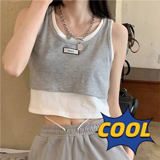 [พร้อมส่ง] เสื้อกั๊กแขนกุด ทรงหลวม โชว์สะดือ น่ารัก เหมาะกับฤดูร้อน สําหรับผู้หญิง