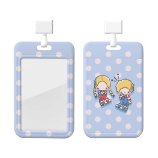 Sanrio Patty &amp; Jimmy ซองใส่บัตรประจําตัว แนวตั้ง พลาสติก กันน้ํา ขนาด 7*11 ซม. พร้อมสายคล้อง