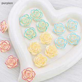 กระดุมเรซิ่น รูปดอกกุหลาบ สีเรืองแสง สําหรับเย็บผ้า DIY จํานวน 5 ชิ้น