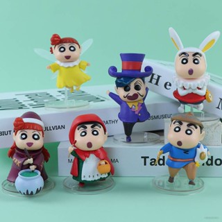 Yelan โมเดลฟิกเกอร์ Crayon Shin-chan x Fairy Tales Little Red Alice in Wonderland ของเล่นสําหรับเด็ก 6 ชิ้น