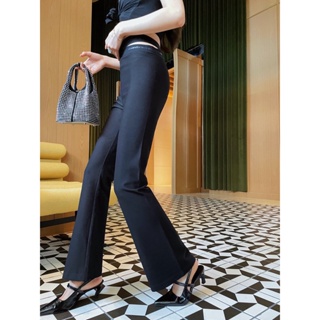 RPVU Alexander Wang @ 23 Early Autumn new letter ribbon cross design slim high waist micro horn slimming all-match trousers