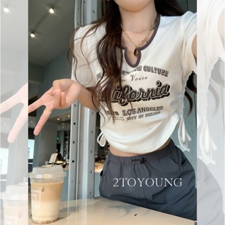 2TOYOUNG  เสื้อครอป เสื้อผู้หญิงแฟชั่น sexy crop MY1901 Stylish Comfortable Trendy สบาย A29J13D 36Z230909