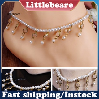 &lt;littlebeare&gt; สร้อยข้อเท้า ประดับมุกเทียม พลอยเทียม เครื่องประดับ สําหรับผู้หญิง