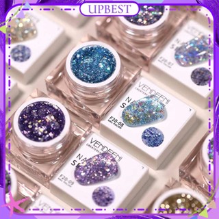 ♕ Vendeeni Flashing Sequin Series ยาทาเล็บเจลเลเซอร์ Transvious Magic Color Glitter Canned Phototherapy Glue Nail Art For Nail Shop 6g 15 Colors UPBEST