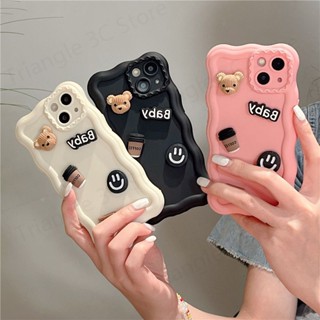 เคสป้องกันโทรศัพท์มือถือ แบบนิ่ม ลายการ์ตูนหมี สามมิติ สําหรับ Iphone 14 pro max 13 12 11 1314pro max 11 12