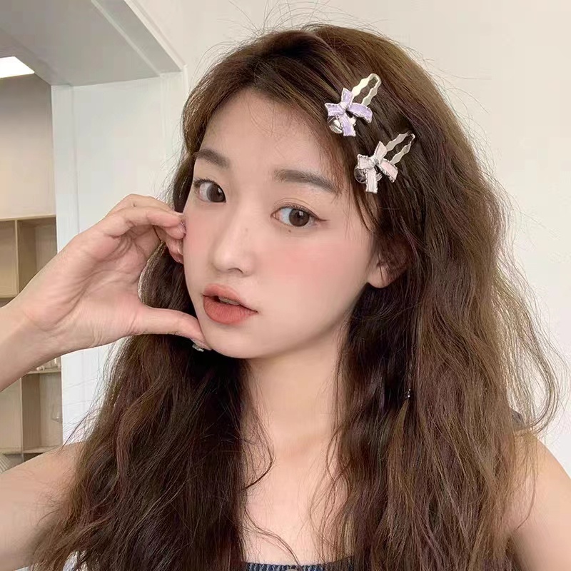 กิ๊บติดผมหน้าม้าโลหะ ประดับโบว์น่ารัก สไตล์เกาหลี เครื่องประดับผมแฟชั่น สําหรับเด็กผู้หญิง