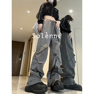 Solenne  กางเกงขายาว กางเกงยีสน์ผู้หญิง ทรงหลวม ๆ ตรง Retro Hip Hop Pants 2023 NEW Style Chic ทันสมัย Stylish ทันสมัย A20M03V 36Z230909