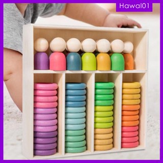 [Hawal] ของเล่นไม้ Montessori สีรุ้ง สําหรับเด็ก